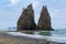 Morning sun lights the sea stacks at Rialto Beach Washington