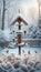 Morning Sunrise Backyard Winter Birds Feeder Birdfeeder White Snow AI Generated