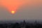 Morning sunrise at Bagan city, thousands of pagodas.