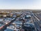 Morning sunrise high angle aerial drone view of the Central Business District of outback mining town Broken Hill, New South Wales