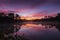 Morning sunrise reflection on a lake