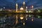 Morning sunrise sky of Masjid Bukit Jelutong in Shah Alam near Kuala lumpur, Malaysia. Also known as Mosque of Tengku Ampuan