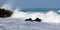 Morning surf breaks on rocks of Puako beach - 2