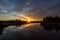 Morning Tranquil Sunrise over Reflection on Chena River in Fairbanks Alaska