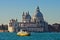 Morning in Venice, boats, Grand Canal and Santa Maria church