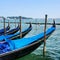 Morning in Venice. Gondolas on a Grand canal