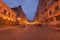 A morning view of colourful buildings on empty Andriyivskyy Uzvoz Descent or Spusk.