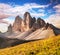 Morning view of Drei Zinnen or Tre Cime di Lavaredo