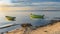 Morning view on fishing boats at Baltic sea