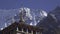 Morning view of Kedarnath temple. Kedarnath peak in background.