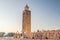 Morning view of Koutoubia Mosque in Marrakech.