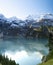 Morning view of lake Oeschinensee. Swiss alps, Switzerland.