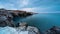 Morning view of the rocky coastline