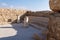 Morning view of the ruins of a pillared hall on the excavation of the ruins of the fortress of Masada, built in 25 BC by King Hero