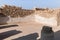 Morning view of the ruins of a pillared hall on the excavation of the ruins of the fortress of Masada, built in 25 BC by King Hero