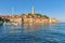 Morning view to Rovinj marina and Rovinj old town, popular travel destination in Istrian county of Croatia