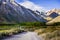 Morning views of the rocky ridges and summits of Eastern Sierras