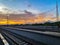 morning views train track in mojokerto city