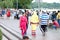 Morning walkers, Two different cultures, Kankaria Lakefront - India