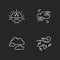 Morning weather chalk white icons set on black background