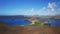 Morning wide pan of pinnacle rock on isla bartolome in the galapagos