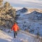 Morning winter walk at Colorado foothills of Rocky Mountains