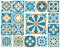 Moroccan or azulejo tile patterns, majolica mosaic
