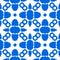 Moroccan blue tile - seamless pattern. Blue ornament on white background.