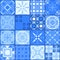 Moroccan ceramic tiles in bright blue tones. Cute patchwork pattern