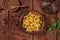 Moroccan couscous, overhead flatlay shot in a tagine with ingredients