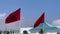 Moroccan flag fluttering with blue sky in the background