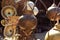 Moroccan glass and metal lanterns lamps in Marrakesh souq