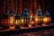 moroccan lanterns glowing in dim light