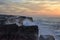 Moroccan Oualidia coastline with waves breaking on cliffs