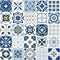 Moroccan pattern. Decor tile texture with blue ornament. Traditional arabic and indian pottery tiling seamless patterns