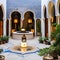 Moroccan Riad: A Moroccan-inspired courtyard with mosaic tiles, lanterns, and a central fountain3, Generative AI