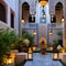 Moroccan Riad: A Moroccan-inspired courtyard with mosaic tiles, lanterns, and a central fountain5, Generative AI