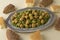 Moroccan style minced chicken balls, green peas bread