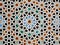 Moroccan Style Star Pattern Blue Orange Black Color Tiled Wall in Fez, Morocco