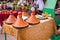 Moroccan tagines in restaurant