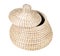 Moroccan wicker basket with ajar lid isolated