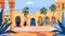 Morocco architecture banner. Moroccan building border with long oriental arab background. Marrakech, Medina houses