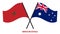 Morocco and Australia Flags Crossed And Waving Flat Style. Official Proportion. Correct Colors