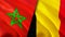 Morocco and Belgium flags. 3D Waving flag design. Morocco Belgium flag, picture, wallpaper. Morocco vs Belgium image,3D rendering