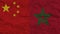 Morocco and China Flags Together, Crumpled Paper Effect 3D Illustration