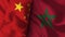 Morocco and China Realistic Flag â€“ Fabric Texture Illustration