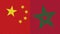 Morocco and China Two Half Flags Together