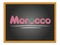 Morocco country name and flag color chalk lettering on chalkboard