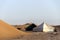Morocco, Draa valley, tents and dromedaries