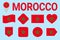 Morocco flag vector set. Geometric shapes. Flat style. Moroccan natioanl symbols collection. sports, national, travel